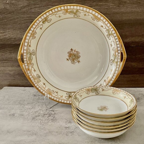 Antique Morimura Nippon 7 PC Hand Painted Berry Bowl Serving Set Circa 1910-11 - Picture 1 of 10